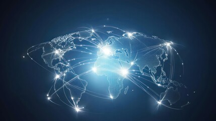Poster - Abstract global communication background with smooth, interconnected lines.