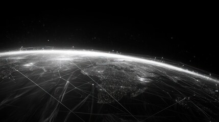 Poster - Abstract global communication background with smooth, interconnected lines.