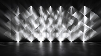 Poster - Abstract stage background featuring geometric patterns and subtle lighting gradients, designed for creative showcases, isolated on white.