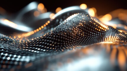 Poster - Abstract technology particles forming a sleek and futuristic mesh network.