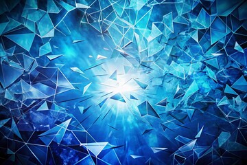 Aufkleber - Abstract Blue Shattered Pattern with Dynamic Fragments and Soft Gradients, Perfect for Backgrounds and Visual Projects with Ample Copy Space for Text or Graphics