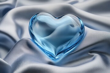 Wall Mural - Heart-shaped glass object on satin