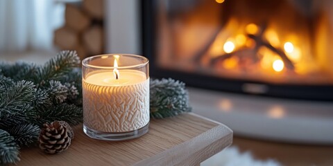 Wall Mural - Wooden table with a candle