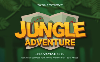 Poster - Jungle Adventure 3d text effect editable vector