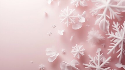 Poster - Modern minimalist Christmas backdrop featuring abstract snowflakes and soft gradients.