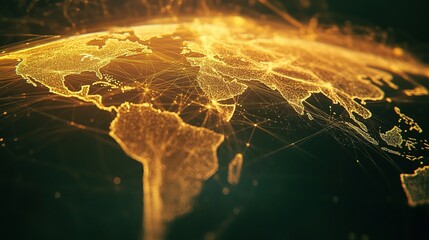 Poster - Global Communication Lines Flowing Through Digital Networks