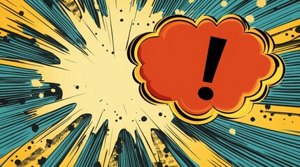 Wall Mural - This comic strip style thought bubble showcases a large, bold exclamation point against a dynamic backdrop