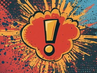 Wall Mural - This comic strip style thought bubble showcases a large, bold exclamation point against a dynamic backdrop