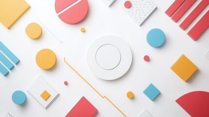 Poster - Modern white background with geometric shapes and clean aesthetics.