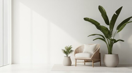 Poster - Modern white background with geometric shapes and clean aesthetics.