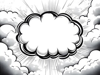 Wall Mural - Dynamic speech bubble in black and white comic book style capturing a moment of conversation with explosive graphic elements around it