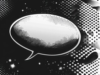 Wall Mural - A bold, outlined speech bubble occupies the center, surrounded by energetic burst lines, evoking a lively pop art atmosphere ideal for expressing thoughts or dialogue.