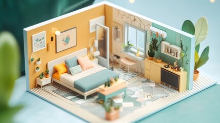 Poster - Personalized home interiors featuring calming colors, ergonomic layouts, and unique decor,