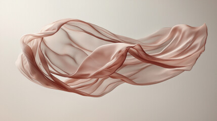 Poster - Soft mocha fabric elegantly flows through the air, showcasing its delicate texture and inviting warmth in a serene setting
