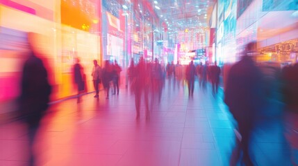 Poster - Dynamic conceptual blur of an expo scene for digital and immersive branding.