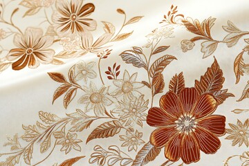 Wall Mural - Flowers on silk fabric