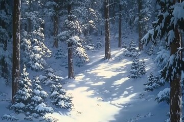 Wall Mural - Top down forest in winter, game concept.