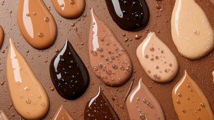 Poster - Vivid drops of mocha paint in various shades create an artistic layout, highlighting the intricate details and unique textures that captivate