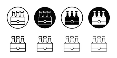 Aufkleber - beer bottles in basket icon Outline vector for web ui