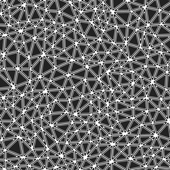 Poster - Vector seamless pattern featuring rounded solid shapes in frames. Compact triangles in a black and white style. Repeatable pattern for trending vector tiles.