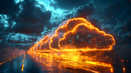 Poster - Fiery Cloud Computing Network Digital Data Highway