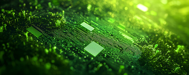 Poster - Green Circuit Board with Growing Plants