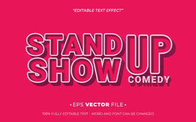 Leinwandbilder - Stand Up Show Comedy 3d text effect editable vector