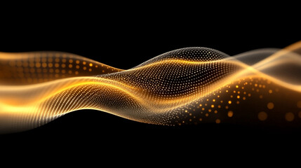 Poster - black background with scattered yellow dots creating a sense of mystery and energy, evoking contrast and balance between light and dark, with an emphasis on depth and visual intrigue