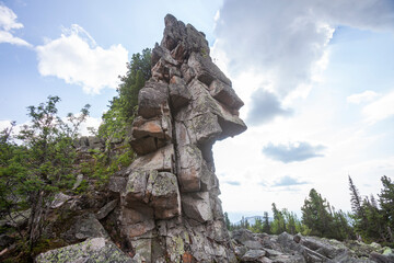 Wall Mural - Weathering rocks on Mount Zelenaya. Sheregesh, Russia