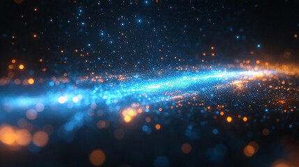 Poster - Abstract futuristic background with glowing blue lights and dynamic lines creating a sense of movement and innovation symbolizing progress, technology, and a vision of the future
