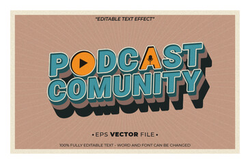Poster - Podcast Comunity 3d text effect editable vector