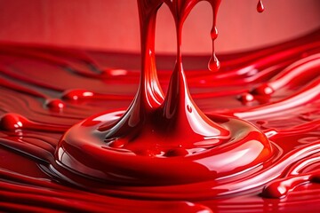 Aufkleber - Captivating Glossy Red Paint Drips: A Stunning Product Photography Showcase of Vibrant Liquid Effects and Artistic Flair for Creative Marketing Needs
