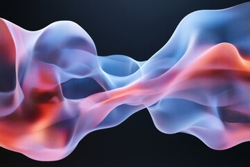 Poster - Abstract colorful wave forms merging and flowing together, creating a dynamic visual representation of energy, movement, and fluidity on a dark background.