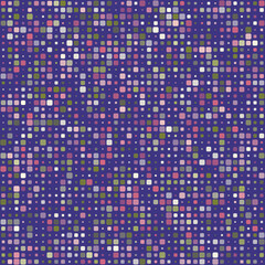 Poster - Pattern design featuring rounded squares in multiple colors, including purple, pink, blue, gray, and green, set against a purple background. Charming vector illustration.