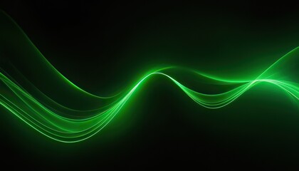 Wall Mural - Deep neon green background with light waves black background. An abstract wave background with pulsating neon lines in shades of green and yellow, evoking a sense of energy and movement. 411