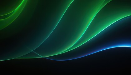 Wall Mural - Bright blue and green neon waves futuristic wallpaper. Bright neon green and blue light arcs darting over a dark background, creating a lively and futuristic visual effect 342