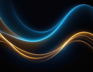 Wall Mural - Abstract futuristic background with gold and blue glowing neon moving high speed wave lines and bokeh lights. Visualization of sound waves. Data transfer concept. Fantastic wallpaper. 3