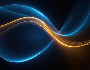 Wall Mural - Abstract futuristic background with gold and blue glowing neon moving high speed wave lines and bokeh lights. Visualization of sound waves. Data transfer concept. Fantastic wallpaper. 2