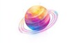 © Hungarian - Watercolor Planet with Colorful Rings in Space