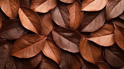 Poster - A vibrant assortment of Mocha-colored leaves sprawls across the ground, forming a warm and inviting natural landscape in autumn