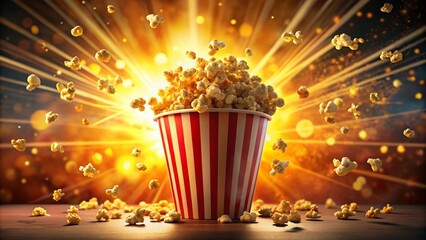 Aufkleber - Captivating Silhouette Illustration of Popcorn Advertisement Featuring Animated Images and Expressive Elements for Eye-Catching Marketing Campaigns
