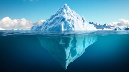 Poster - Majestic Arctic Iceberg Reflection in Clear Blue Ocean Captures Pristine Natural Beauty : Generative AI