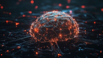 Poster - Futuristic Neural Connections with Glowing Globe and AI Concepts