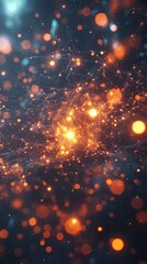 Poster - Abstract Network Glowing Orange Lights And Lines