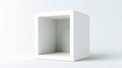 Poster - 3D Geometric Empty Room with White Cross Section Design