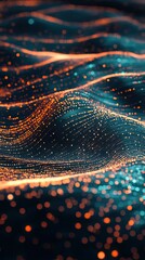 Poster - Abstract Orange And Teal Light Wave Pattern