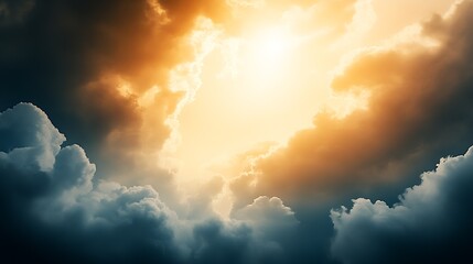 Poster - Stunning Sunset Sky With Dramatic Clouds Illuminated By Radiant Sunlight : Generative AI