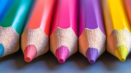 Aufkleber - CloseUp of Colorful Pencils Highlighting Creative Arts and Educational Tools : Generative AI