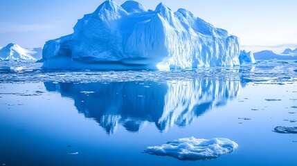 Poster - Breathtaking Arctic Iceberg Reflected in Crystal Blue Tranquil Waters : Generative AI