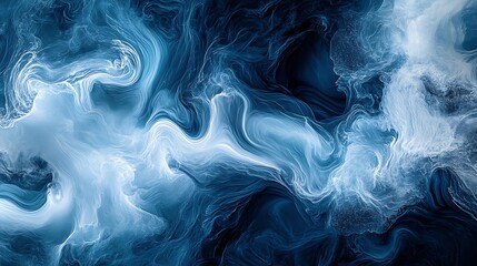 Poster - Abstract Blue and White Smoke Swirls Artistic Mystical Fluid Motion : Generative AI